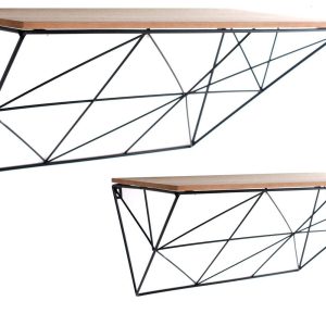 Set of 2 Black Geometric Shelves | Bed Sava