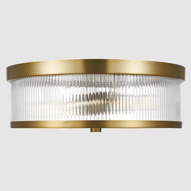 Visual Comfort Geneva Flush Mount - Burnished Brass and White Glass