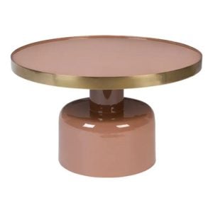 Pink High Gloss  Gold Round Coffee Table  Glam | Bed Sava