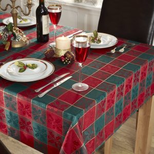 Glory  Metallic Woven Jacquard Chrismas Table Cloth | Bed Sava