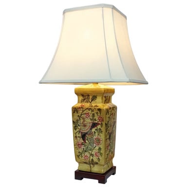 Pair of Oriental Table Lamps - Golden Pillar