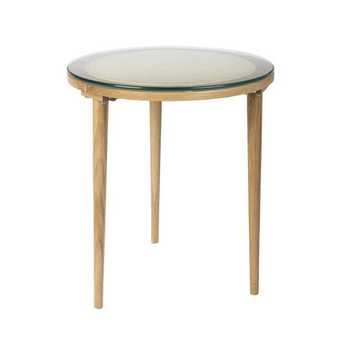 Glass Topped Circular Rattan Side Table - Haku