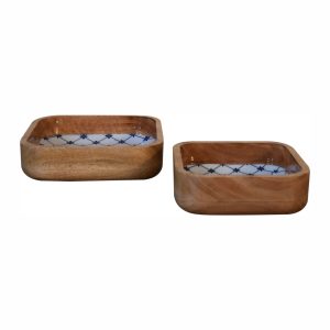 Blue and White Square Bowl Set of 2 | Bed Sava