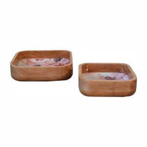 Pink Floral Square Bowl Set of 2 | Bed Sava