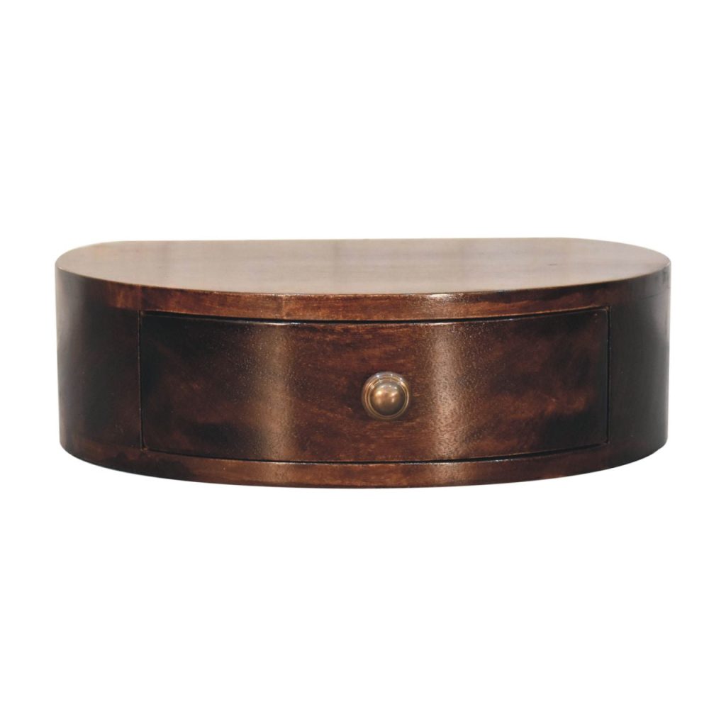 California Walnut Wall Mounted Rounded Bedside | Bed Sava