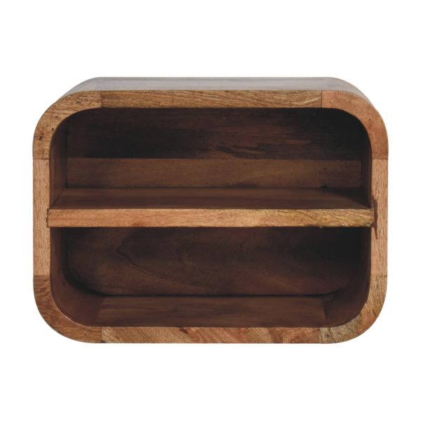 Oak ish Floating Open Curve Bedside | Bed Sava