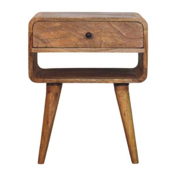 Avora Oak ish Nightstand with Drawer and open slot | Bed Sava