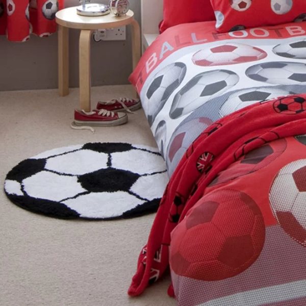 Catherine Lansfield Kids Its A Goal Football Shaped Rug White | Bed Sava
