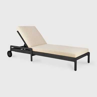 Black Sun Lounger Teak Jack Beige Premium Cushions