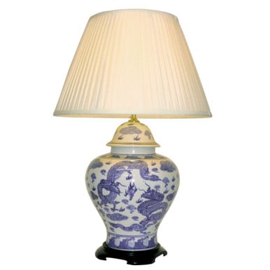 Pair of Oriental Large Table Lamps - Dragon
