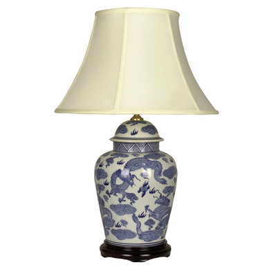 Pair of Oriental Table Lamps - Jar Dragon