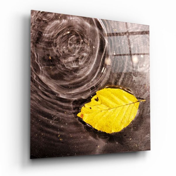 Yellow Leaf Glass Wall Art | Bed Sava
