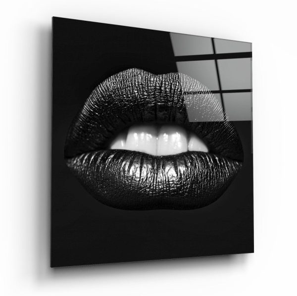 Black Lips Glass Wall Art | Bed Sava