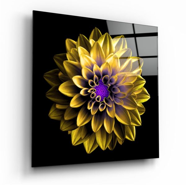 Yellow Flower Glass Wall Art | Bed Sava