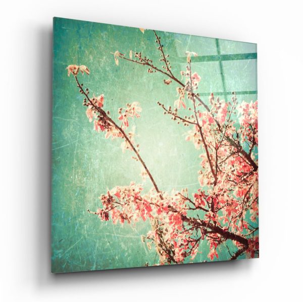 Cherry Blossom Glass Wall Art | Bed Sava