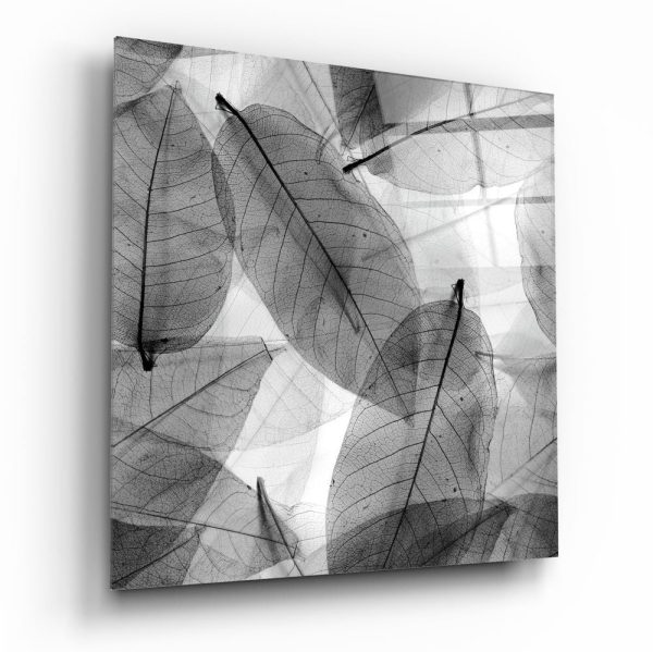 Black and White Leaves Glass Wall Art | Bed Sava