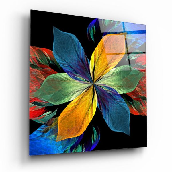 Colorful Leaves Flower Glass Wall Art | Bed Sava