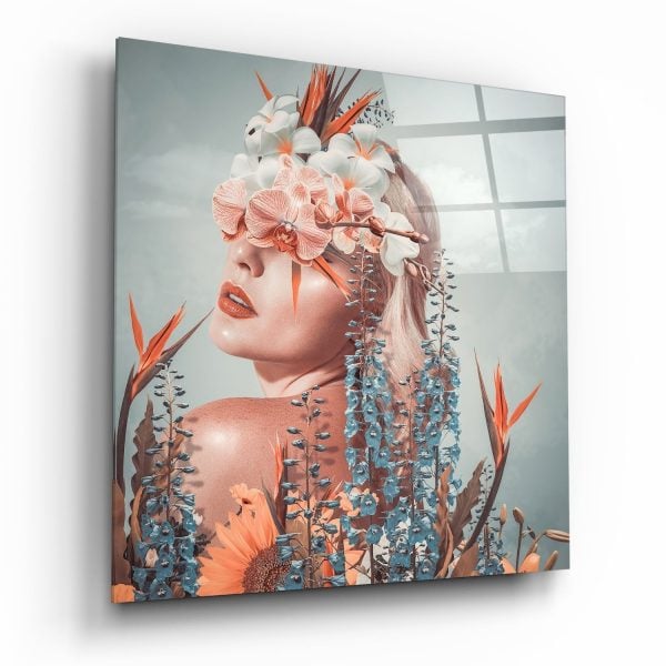 In The Flowers Glass Wall Art | Bed Sava