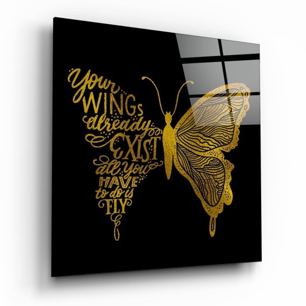 Your Wings Glass Wall Art | Bed Sava