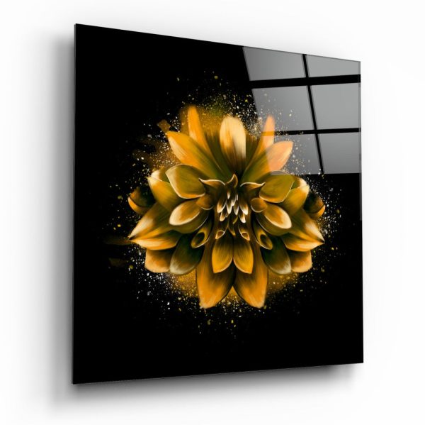 Yellow Lotus Glass Wall Art | Bed Sava