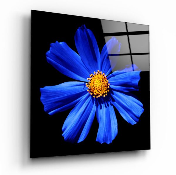 Blue Flower Glass Wall Art | Bed Sava