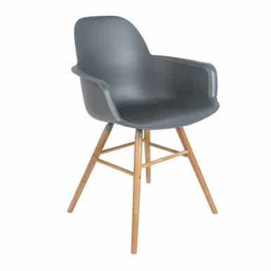 Dark Grey Plastic Pair of 2 Carver Chairs - Albert Kuip