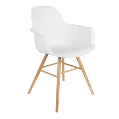 White Plastic Pair of 2 Carver Chairs - Albert Kuip