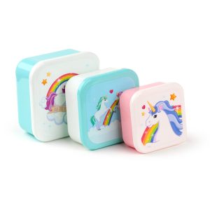 Lunch Boxes Set of 3 SML  Enchanted Rainbow Unicorn | Bed Sava