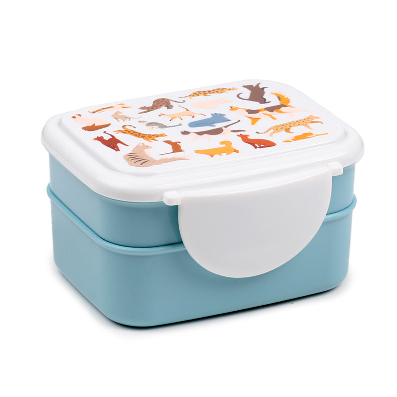 Bento Clip Lock Lunch Box with Cutlery  Feline Fine Cats | Bed Sava