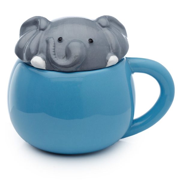 Peeping Lid Ceramic Lidded Animal Mug  Adoramals Elephant | Bed Sava