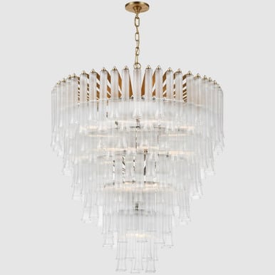 Visual Comfort Lorelei X-Large Waterfall Chandelier - Gild and Clear Glass