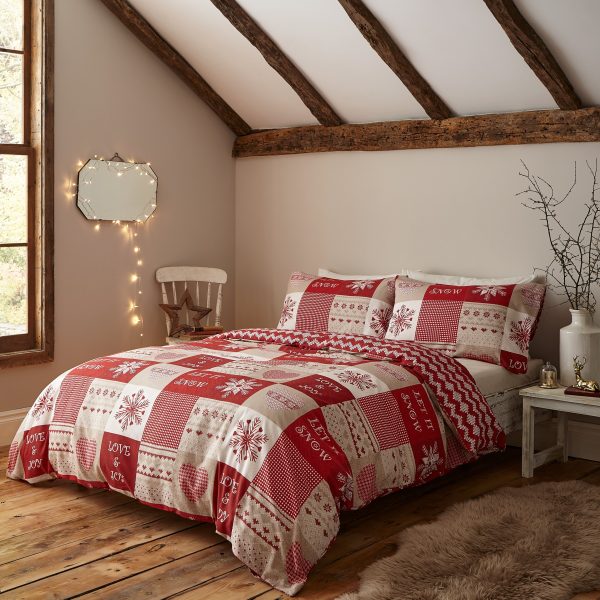 Catherine Lansfield Christmas Let It Snow Reversible Duvet Cover Set with Pillowcases | Bed Sava