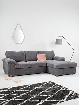 Very Home Amalfi Standard Back Fabric Right Hand 3 Seater Chaise Sofa - Charcoal - Fsc&Reg; Certified