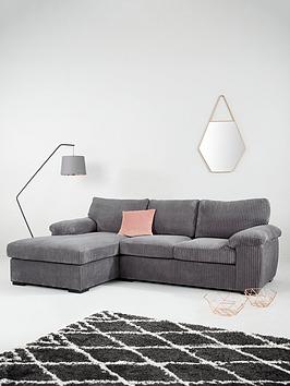 Very Home Amalfi Standard Back Fabric Left Hand 3 Seater Chaise Sofa - Charcoal - Fsc&Reg; Certified