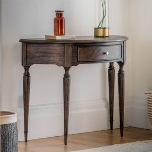 Traditional Dark Brown Half Moon Table | Bed Sava