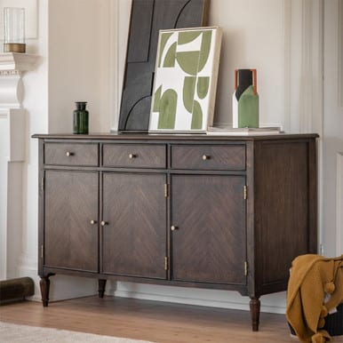 Traditional Dark Brown 3 Door Sideboard