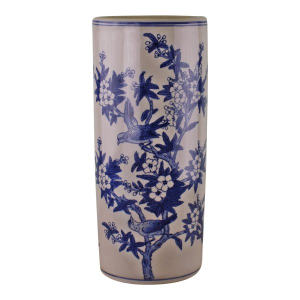 Umbrella Stand Vintage Blue  White Bird Design | Bed Sava