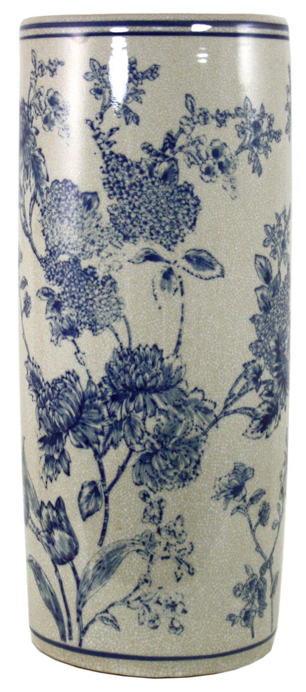 Umbrella Stand Vintage Blue  White Magnolia Design | Bed Sava