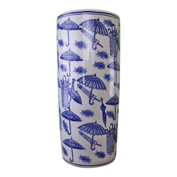 Umbrella Stand Vintage Blue  White Umbrella Design | Bed Sava