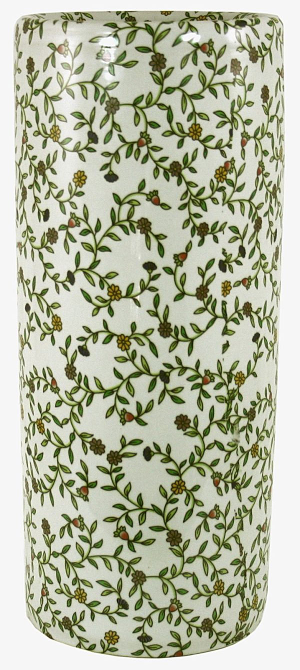 Umbrella Stand Vintage Green  White Floral Design | Bed Sava