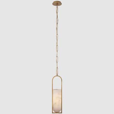 Visual Comfort Melange Small Elongated Pendant - Antique-Burnished Brass and Alabaster