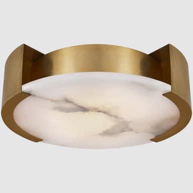 Visual Comfort Melange Brass Alabaster Large Flush Mount Ceiling Light