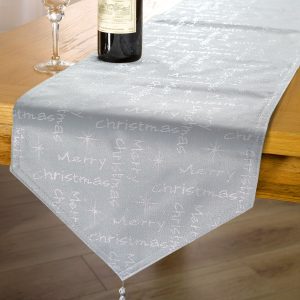 Merry Christmas  Metallic Woven Jacquard Chrismas Table Runner | Bed Sava