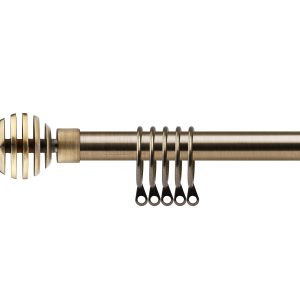 Metal Sliced  Extendable Curtain Pole with rings and pair of end finials | Bed Sava