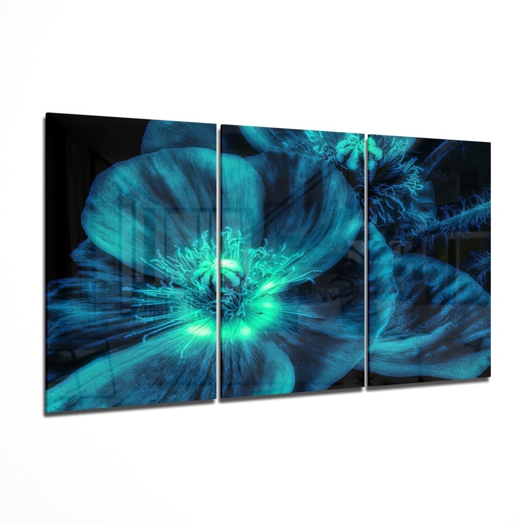 Blue Flower Mega Glass Wall Art