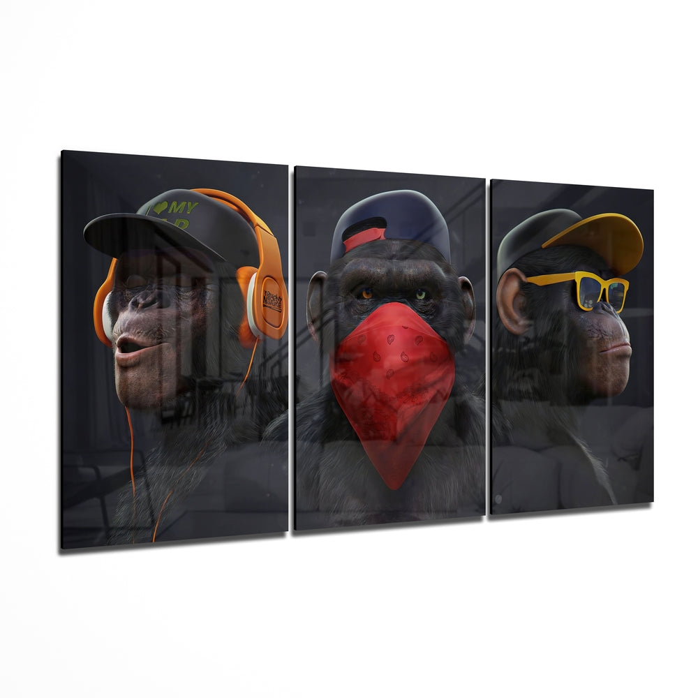 Three Monkeys Mega Glass Wall Art