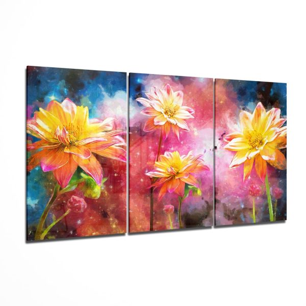 Yellow Flowers Mega Glass Wall Art | Bed Sava