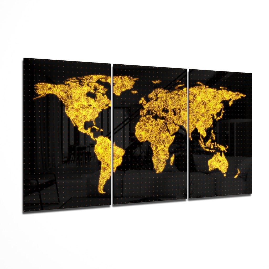 World Map Glass Art Mega Glass Wall Art