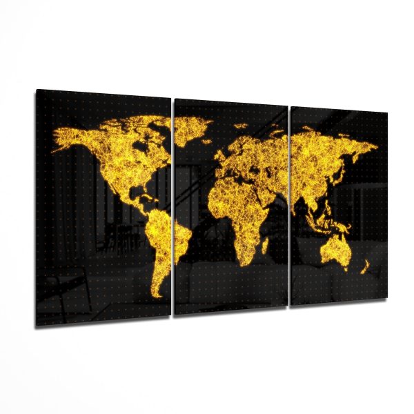 World Map Glass Art Mega Glass Wall Art | Bed Sava