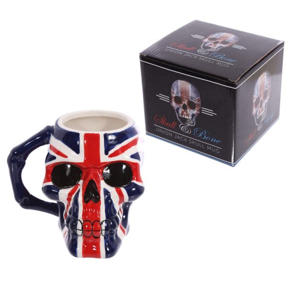 Ceramic Shaped Head Mug  UK Flag Skull | Bed Sava